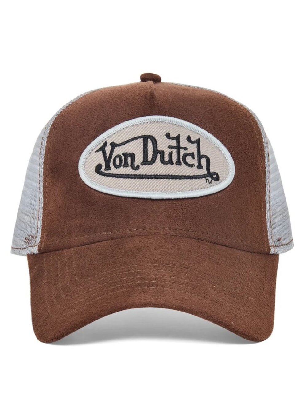 BNWT AUTHENTIC UNISEX VON DUTCH BROWN SUEDE & GRAY SNAPBACK TRUCKER HAT OSFM